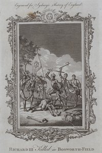 Richard III dödad i Bosworth-fältet (gravyr) av Samuel (after) Wale