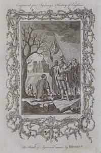 Slaget vid Agincourt namngiven av Henry V (gravyr) av Samuel (after) Wale