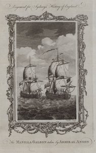 Manilla Galeon tagen av amiral Anson (gravyr) av Samuel (after) Wale