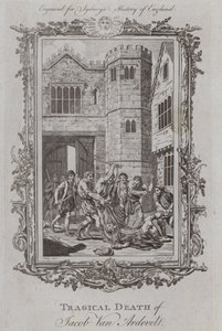 Jacob Van Ardevelts tragiska död (gravyr) av Samuel (after) Wale