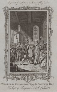 Vilhelm Erövraren griper sin bror Odo biskop av Bayeux och jarl av Kent (gravyr)