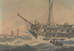 Man-of-War och sjöfart utanför kusten av Samuel Atkins