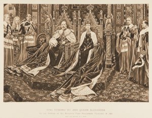 Kung Edward VII och drottning Alexandra i parlamentet