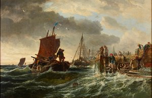 Incoming Storm, Newhaven Harbor (olja på duk.)