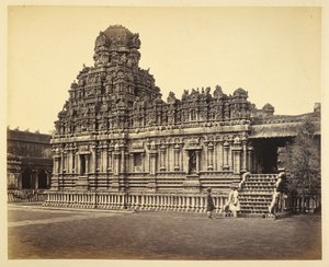 En vy av Subrahmanya-templet nära Pagoden, Tanjore av Samuel Bourne