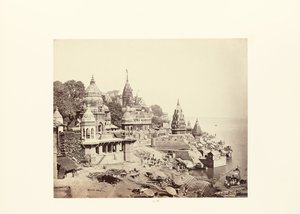 Benares; Den brinnande Ghat av Samuel Bourne