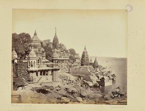 Benares - Bränningsghaten av Samuel Bourne