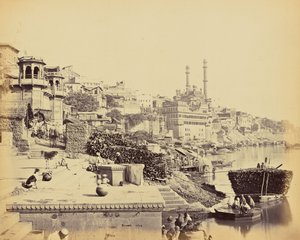 Benares; Den stora moskén i Arungzebe och angränsande Ghats av Samuel Bourne