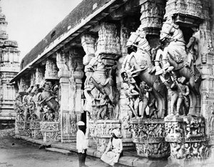 Hästpelare i Ranganatha-templet, Srirangam, 1869