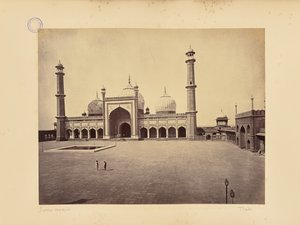 Delhi; Jumma Musjid, moskén och den fyrkantiga gården av Samuel Bourne