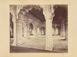 Delhi; palatset, interiör i Dewan-i-Kass av Samuel Bourne