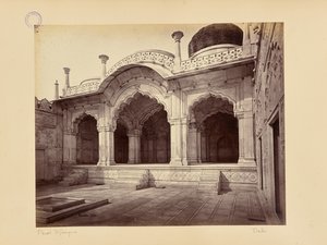 Delhi; palatset, Moti Masjid (Pärlmoskén) av Samuel Bourne
