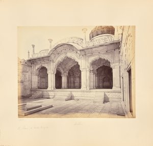 Delhi; palatset, Moti Masjid (Pärlmoskén) av Samuel Bourne