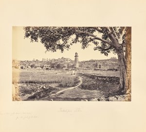 Fatehpur Sikri; översikt över ruinerna (västra sidan), från kullens fot av Samuel Bourne