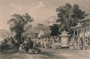 Bröllopsprocession vid Blue-cloud Creek, Chin-keang-foo, c1843-1858.