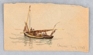 Båtar vid Étretat av Samuel Colman
