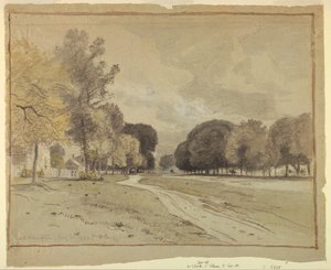 Ritning, Main Street, East Hampton, Long Island, 11 augusti 1880 av Samuel Colman