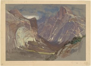 Half Dome and Royal Arches, Yosemite, från Glacier Point (w/c & gouache på grått papper) av Samuel Colman