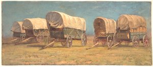 Studie av täckta vagnar av Samuel Colman