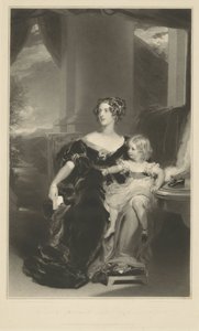 Porträtt av Harriet, grevinnan Gower och hennes dotter av Samuel Cousins