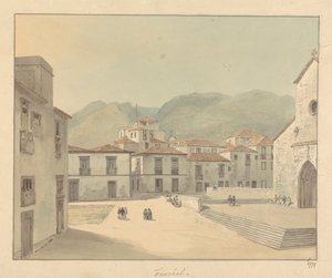 Funchal, Madeira: Ett torg med en kyrka av Samuel Davis