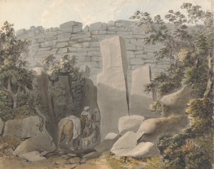 Inföding och ryttare vid en ruin av Samuel Davis