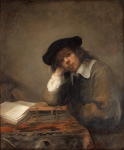 Porträtt av en studerande ungdom Självporträtt. av Samuel van Hoogstraten