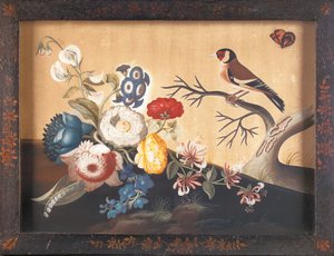 Goldfinch, med orange fältfjäril av Samuel Dixon