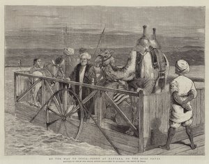 På väg till Indien, färja vid Kantara, på Suezkanalen