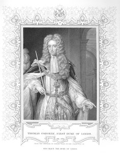 Porträtt av Thomas Osborne, gravyr (bw foto)