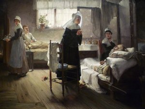 Evangeline upptäcker sin vän på sjukhuset av Samuel G. Richards