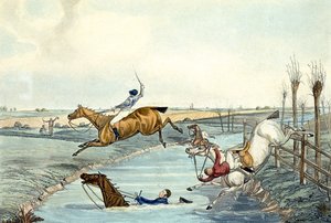 Second Mile, från Steeplechasing, graverad av Charles Hunt (1929-1900) (färg litho) av Samuel Henry (after) Alken