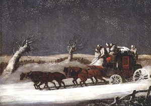 Postcoach i en snödrift av Samuel Henry Alken