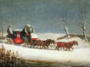 The Royal Mail in Deep Snow (olja på panel)