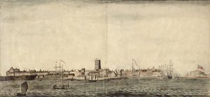 Sydostlig vy över Kingston upon Hull (penna, bläck och lavering på papper) av Samuel Heywood