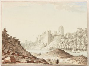 Pembroke Castle (wc på vävt papper) av Samuel Hieronymous Grimm