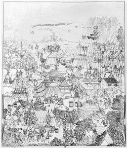 Kung Henry VIII:s läger i Marquison, juli 1544, etsat av James Basire, 1788