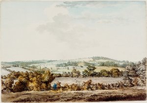 The Old House at the Grange and Barber Wood, 1787 (penna och bläck och wc på papper) av Samuel Hieronymous Grimm