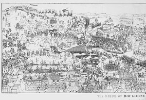 Belägringen av Boulogne av kung Henrik VIII (1491-1547) 1544, graverad av James Basire, 1788 (se även 106603)