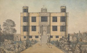 Barlborough Hall, nära Chesterfield, Derbyshire: Hallens huvudfront