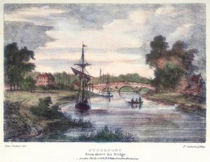 Stourport-on-Severn, Worcestershire, från ovan bron, c1795.