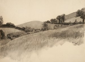 Landsbygdslandskap, 1884 (kol på gulfärgat papper)