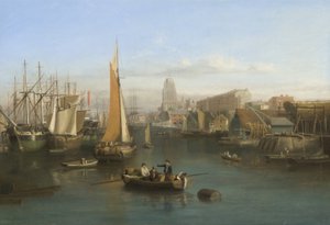 St Mary Redcliffe and Redcliffe Parade från Prince Street Bridge, ca 1826 (olja på duk)