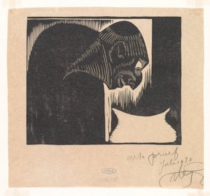 Böjd man med skål av Samuel Jessurun de Mesquita (signed by artist)
