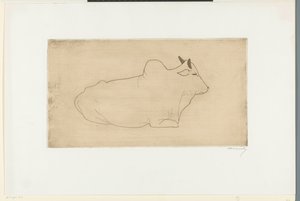 Liggande zebu av Samuel Jessurun de Mesquita (signed by artist)