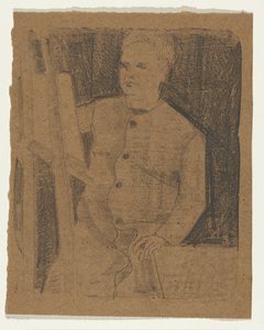 Självporträtt bakom staffli av Samuel Jessurun de Mesquita (signed by artist)
