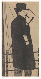 Självporträtt med kappa och hatt av Samuel Jessurun de Mesquita (signed by artist)