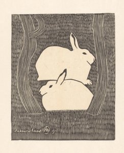 Två snöharar Snow Hare (titel på objekt)