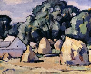 Laggan gårdsbyggnader nära Dalbeattie (olja på panel) av Samuel John Peploe