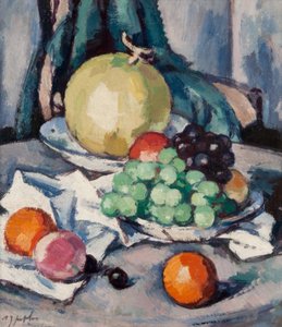 Blandad frukt - melon, vindruvor och äpplen, ca 1926 (olja på duk) av Samuel John Peploe
